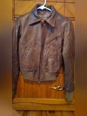 Comstock & Co Vintage Women's Brown Leather Zip-Front Bomber Jacket Size 2